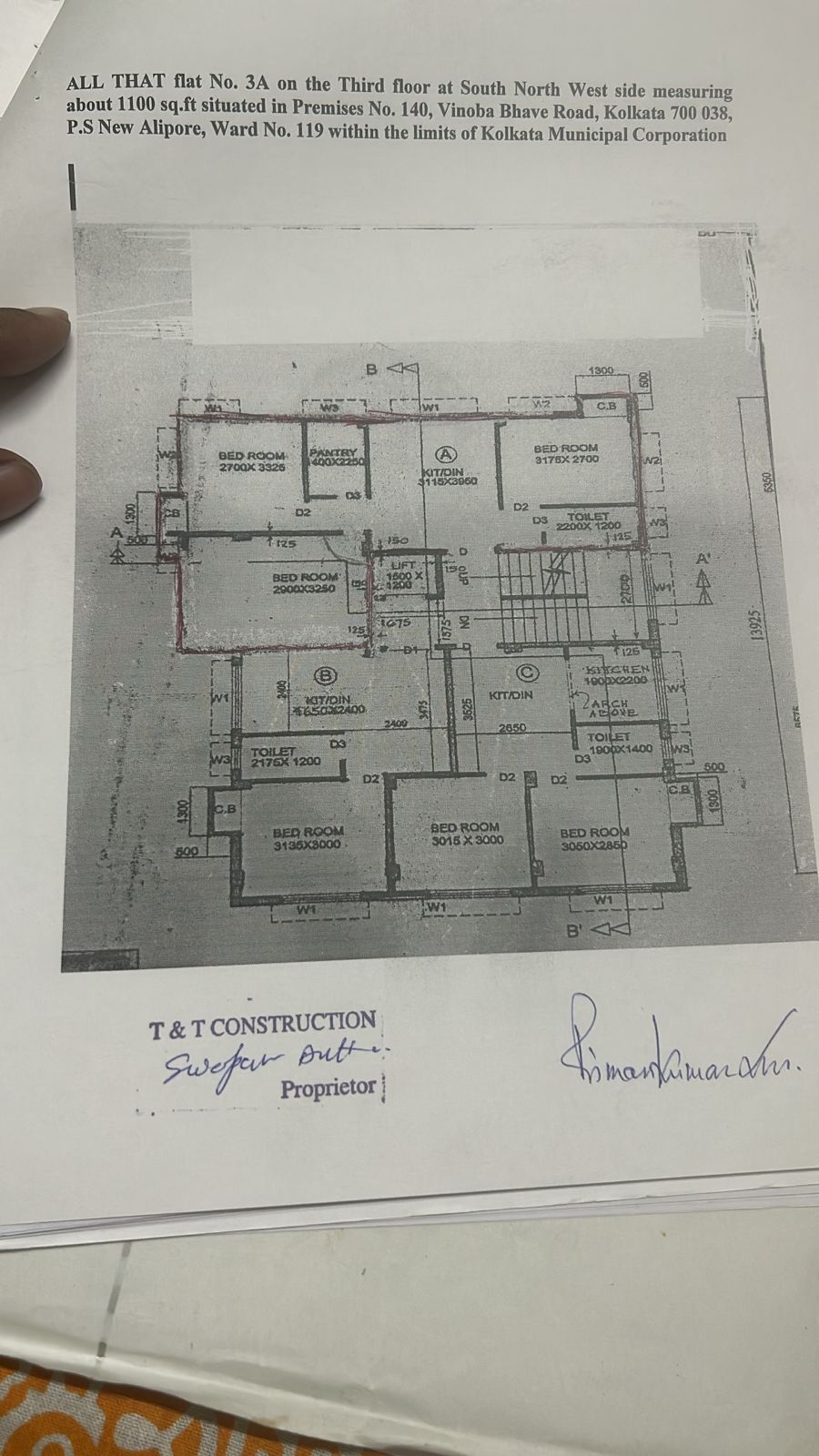 Behala Gholsapur,Binoba Bhava Road,Swarup Apartment,1100sqft,3BHK (OA449)